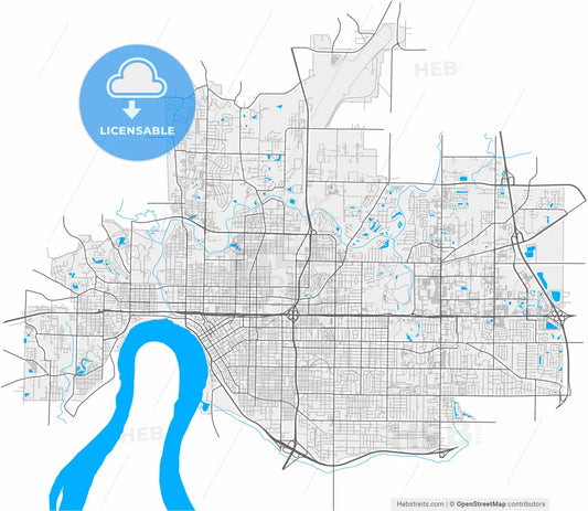 Evansville, Indiana, United States, high resolution vector map - Instant download PDF and JPG