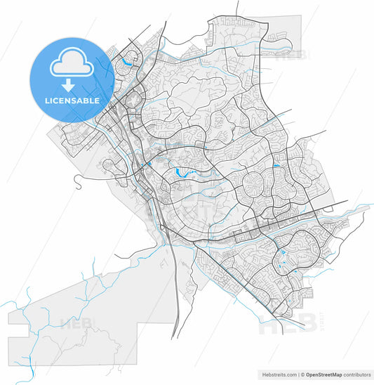 Temecula, California, United States, high resolution vector map - Instant download PDF and JPG