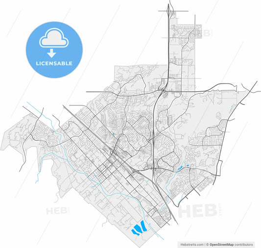 Murrieta, California, United States, high resolution vector map - Instant download PDF and JPG