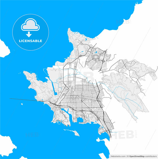 Richmond, California, United States, high resolution vector map - Instant download PDF and JPG