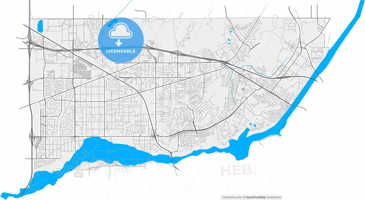 Jurupa Valley, California, United States, high resolution vector map - Instant download PDF and JPG