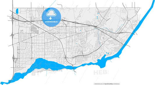 Jurupa Valley, California, United States, high resolution vector map - Instant download PDF and JPG