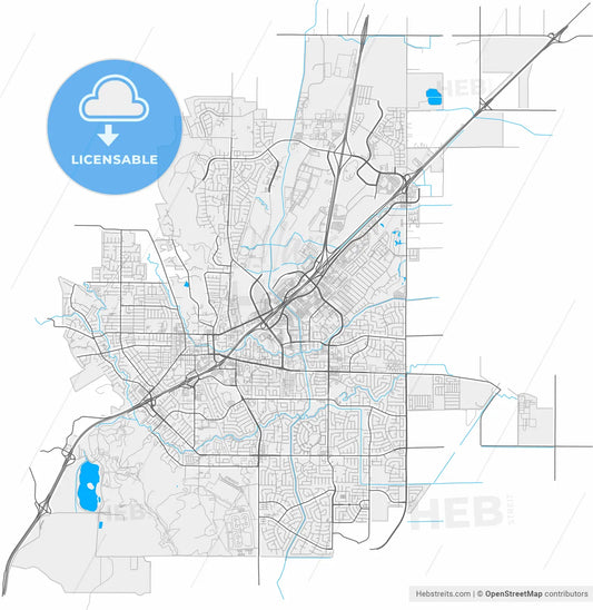 Vacaville, California, United States, high resolution vector map - Instant download PDF and JPG