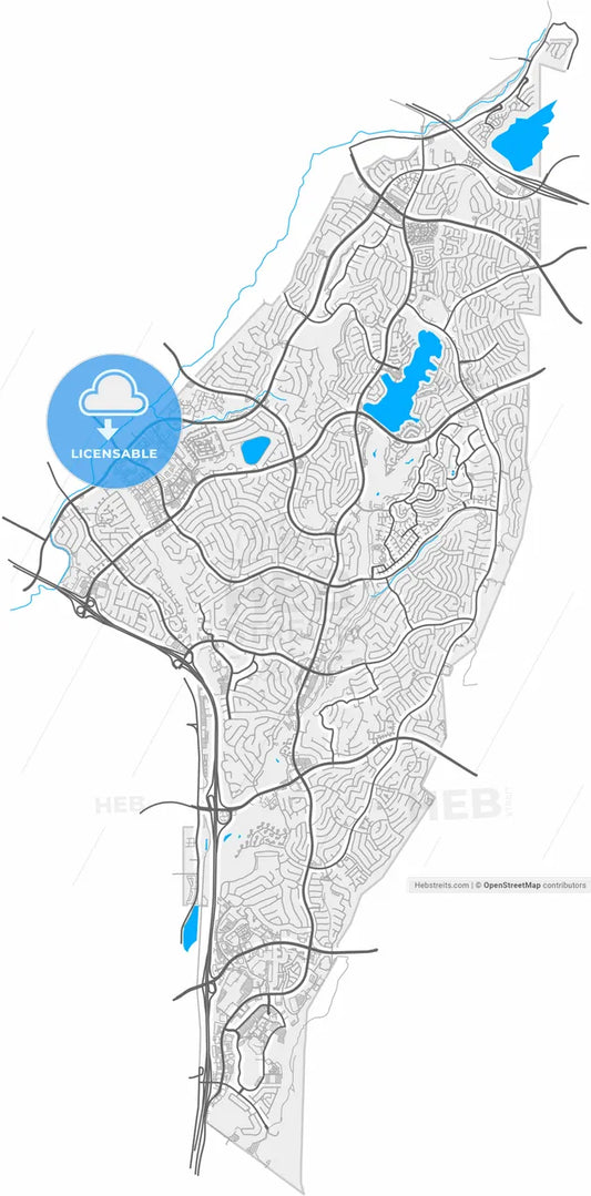 Mission Viejo, California, United States, high resolution vector map - Instant download PDF and JPG