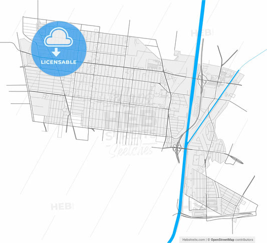South Gate, California, United States, high resolution vector map - Instant download PDF and JPG