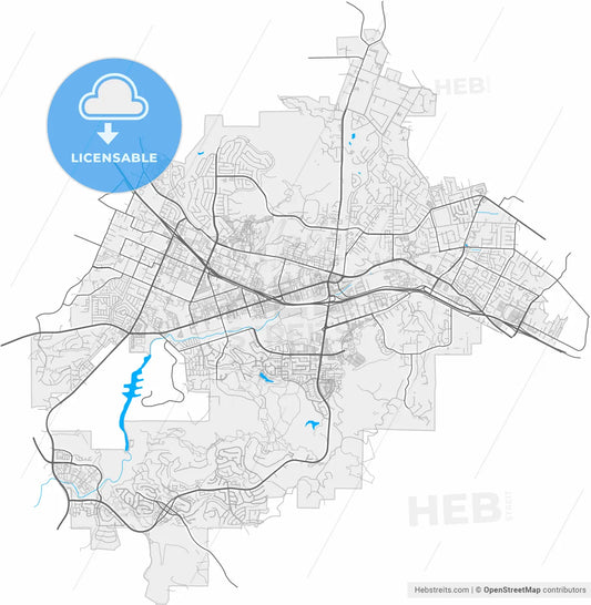 San Marcos, California, United States, high resolution vector map - Instant download PDF and JPG