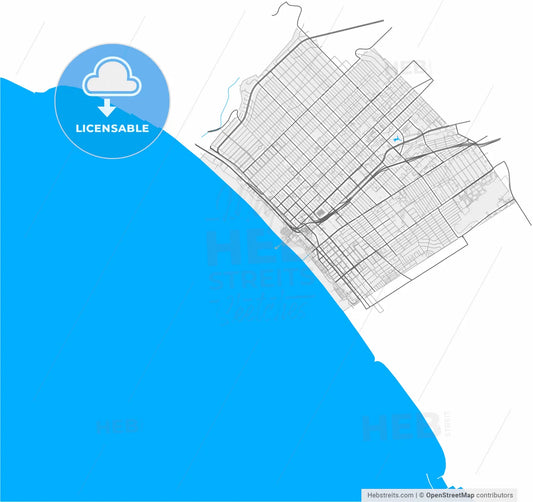 Santa Monica, California, United States, high resolution vector map - Instant download PDF and JPG