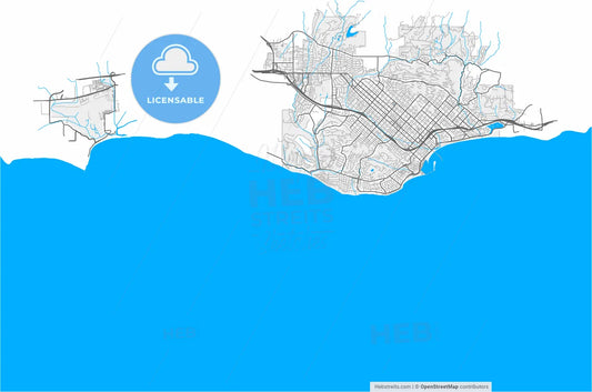 Santa Barbara, California, United States, high resolution vector map - Instant download PDF and JPG