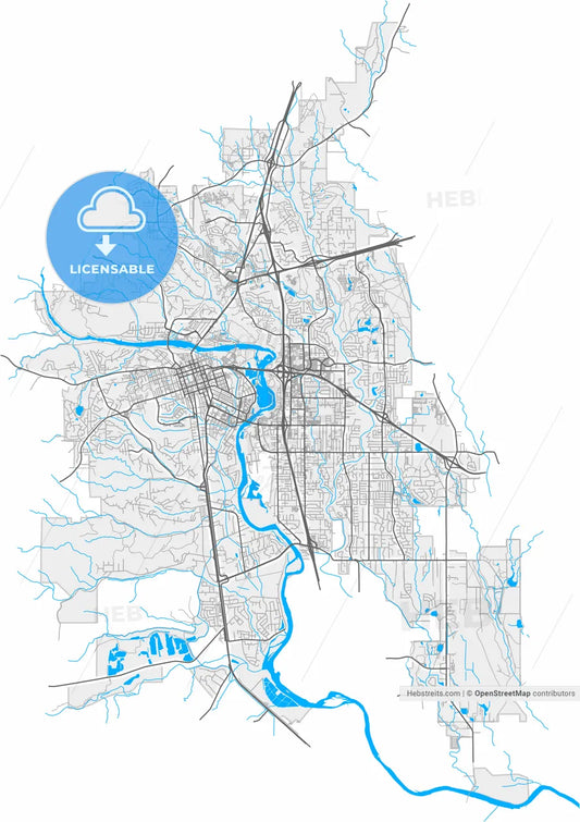 Redding, California, United States, high resolution vector map - Instant download PDF and JPG