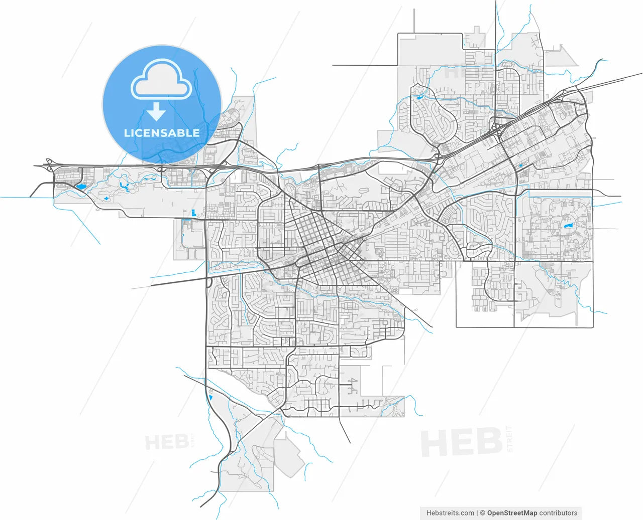 Livermore, California, United States, high resolution vector map - Instant download PDF and JPG