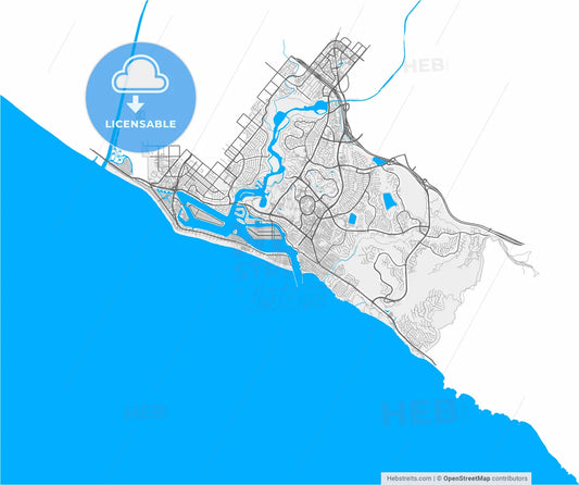 Newport Beach, California, United States, high resolution vector map - Instant download PDF and JPG