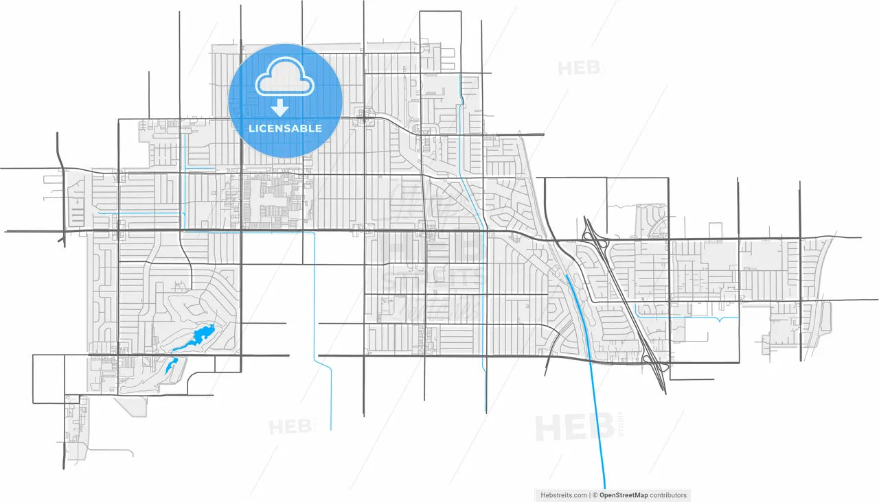 Lakewood, California, United States, high resolution vector map - Instant download PDF and JPG