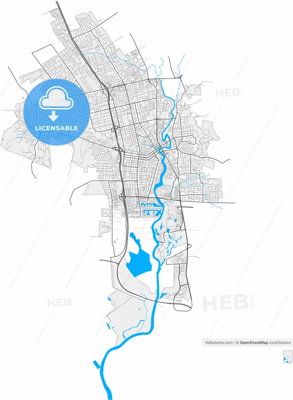 Napa, California, United States, high resolution vector map - Instant download PDF and JPG