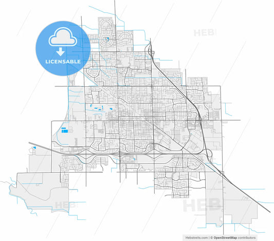 Manteca, California, United States, high resolution vector map - Instant download PDF and JPG