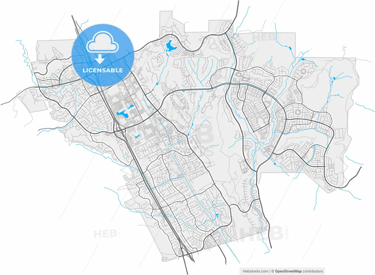 San Ramon, California, United States, high resolution vector map - Instant download PDF and JPG