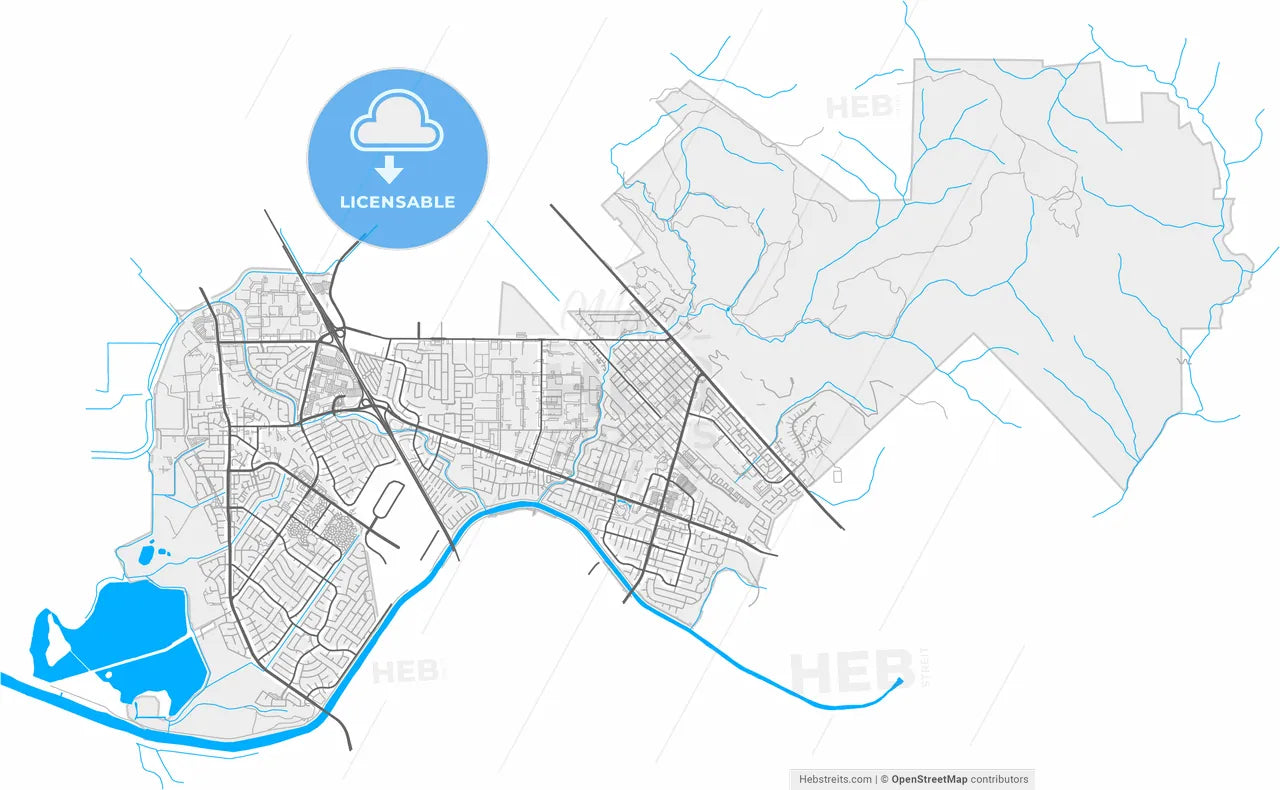 Union City, California, United States, high resolution vector map - Instant download PDF and JPG