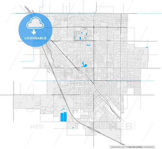 Turlock, California, United States, high resolution vector map - Instant download PDF and JPG