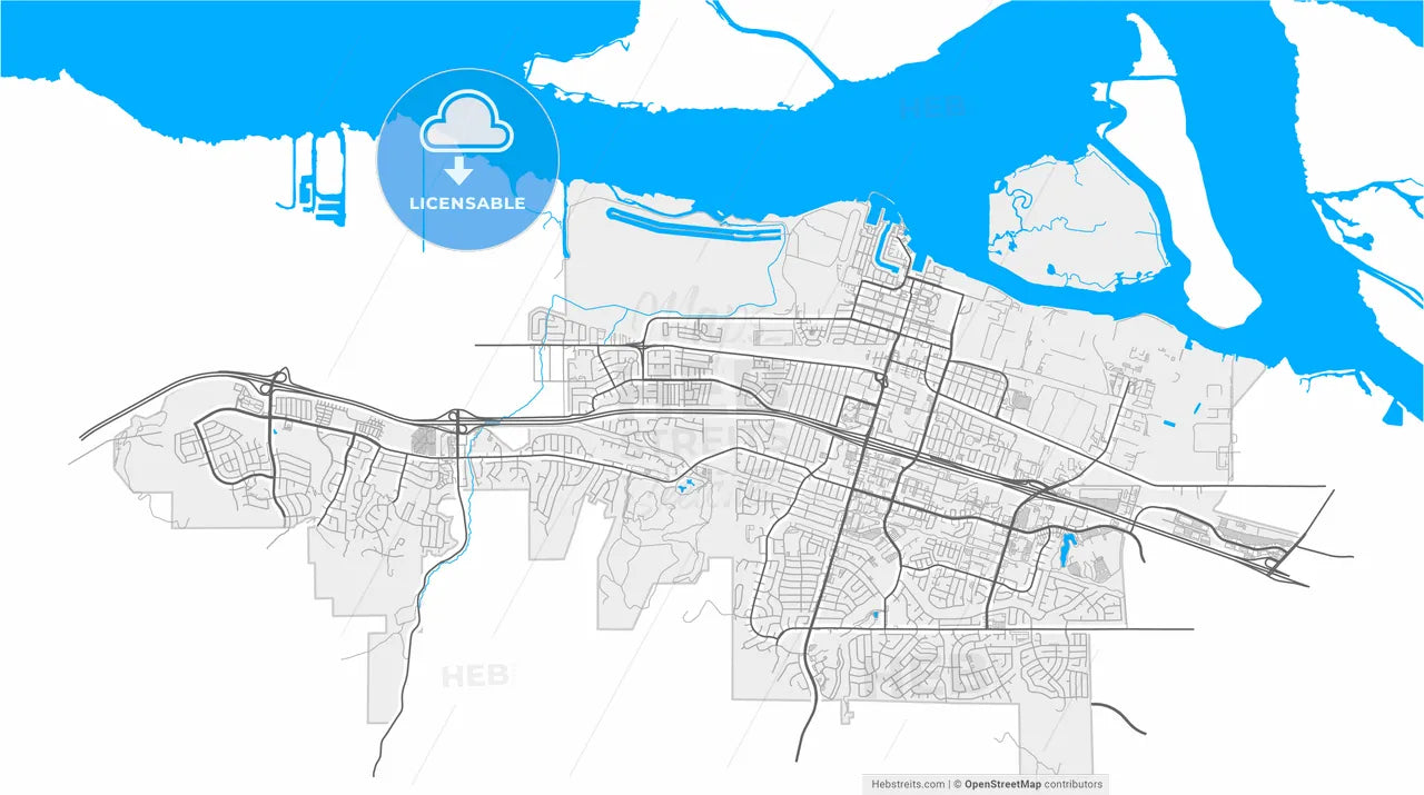 Pittsburg, California, United States, high resolution vector map - Instant download PDF and JPG