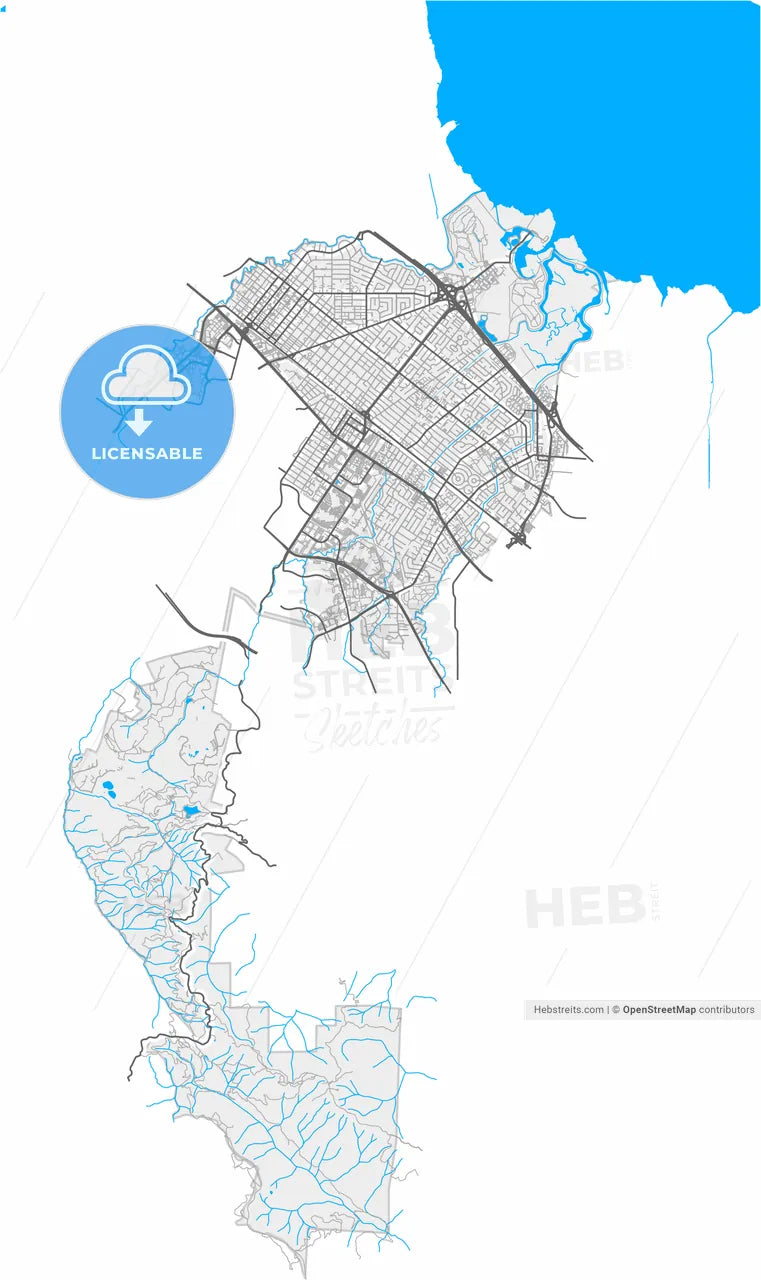 Palo Alto, California, United States, high resolution vector map - Instant download PDF and JPG