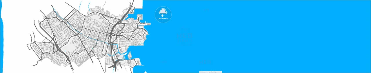 South San Francisco, California, United States, high resolution vector map - Instant download PDF and JPG