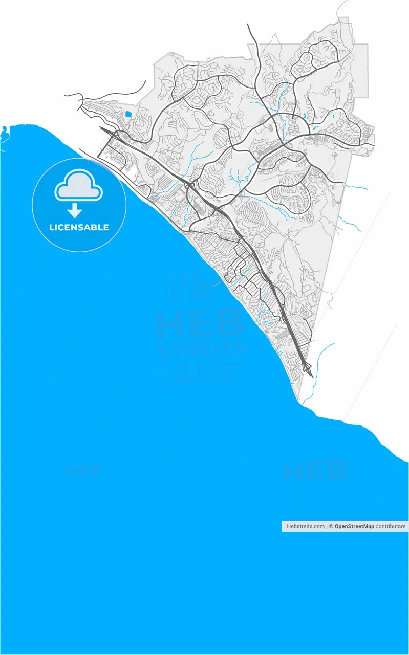 San Clemente, California, United States, high resolution vector map - Instant download PDF and JPG
