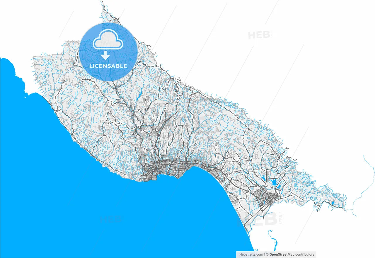 Santa Cruz, California, United States, high resolution vector map - Instant download PDF and JPG
