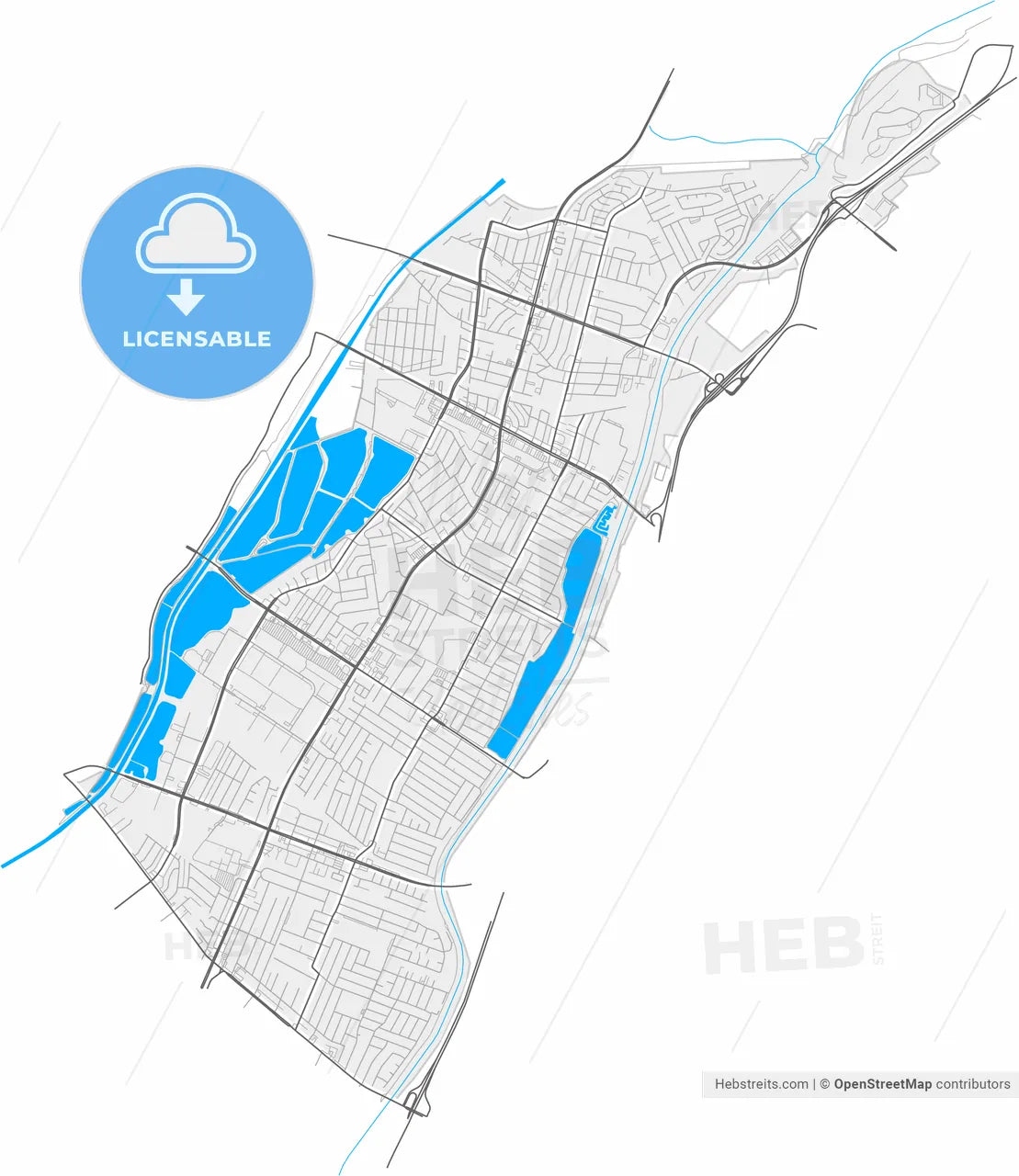 Pico Rivera, California, United States, high resolution vector map - Instant download PDF and JPG
