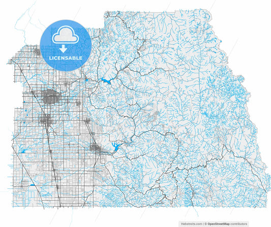 Tulare, California, United States, high resolution vector map - Instant download PDF and JPG