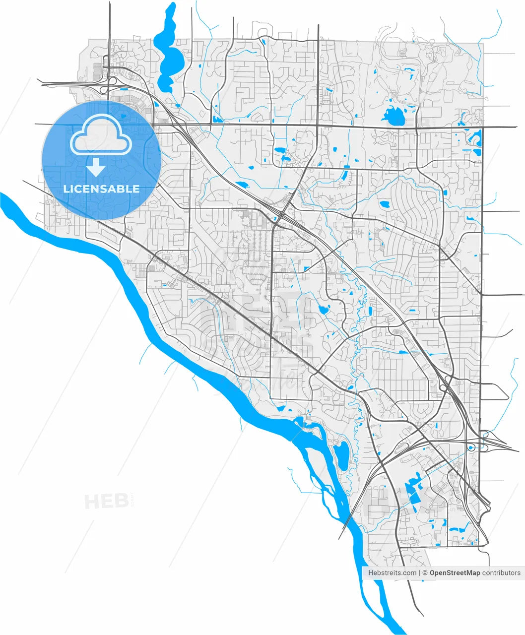 Coon Rapids, Minnesota, United States, high resolution vector map - Instant download PDF and JPG