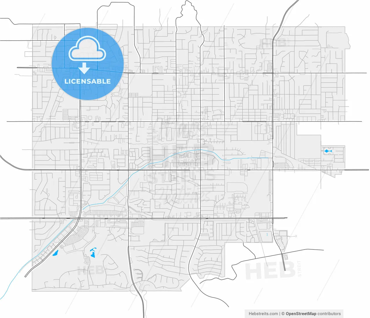 La Habra, California, United States, high resolution vector map - Instant download PDF and JPG