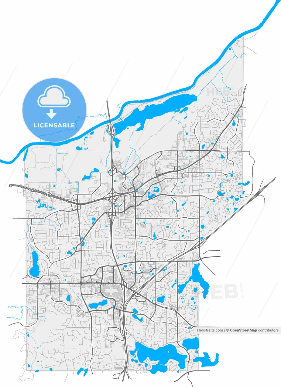Burnsville, Minnesota, United States, high resolution vector map - Instant download PDF and JPG