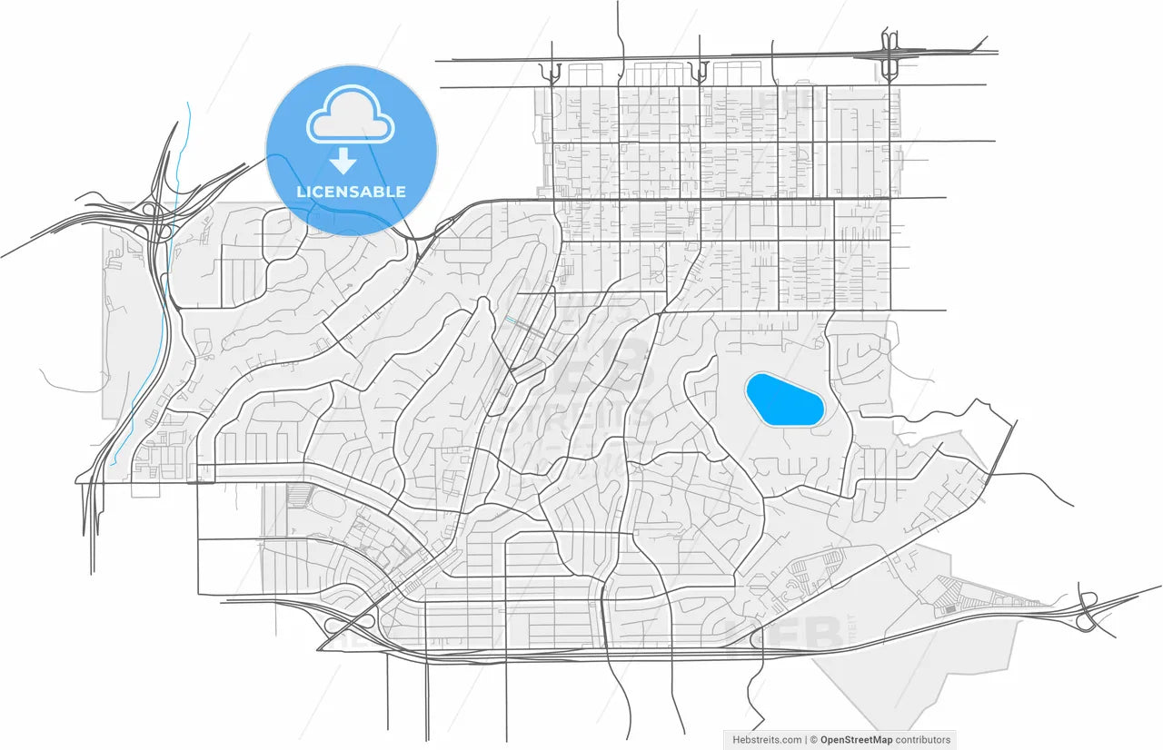 Monterey Park, California, United States, high resolution vector map - Instant download PDF and JPG