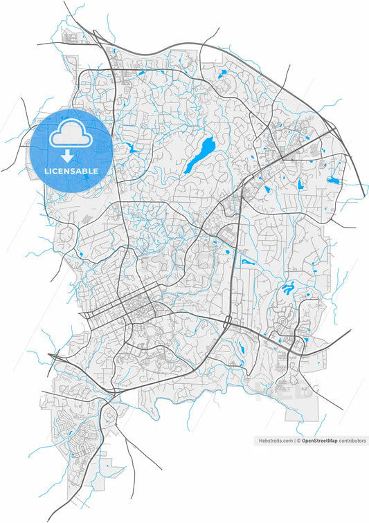 Chapel Hill, North Carolina, United States, high resolution vector map - Instant download PDF and JPG
