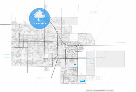 Woodland, California, United States, high resolution vector map - Instant download PDF and JPG