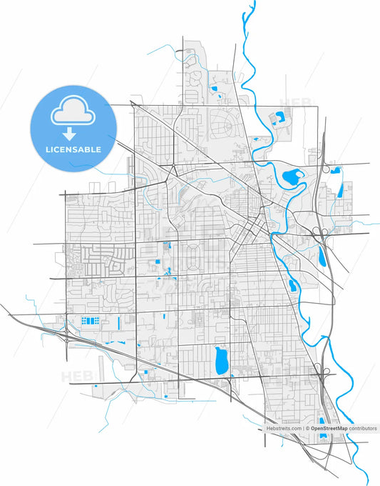 Des Plaines, Illinois, United States, high resolution vector map - Instant download PDF and JPG