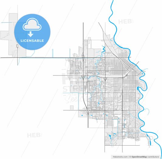 Grand Forks, North Dakota, United States, high resolution vector map - Instant download PDF and JPG