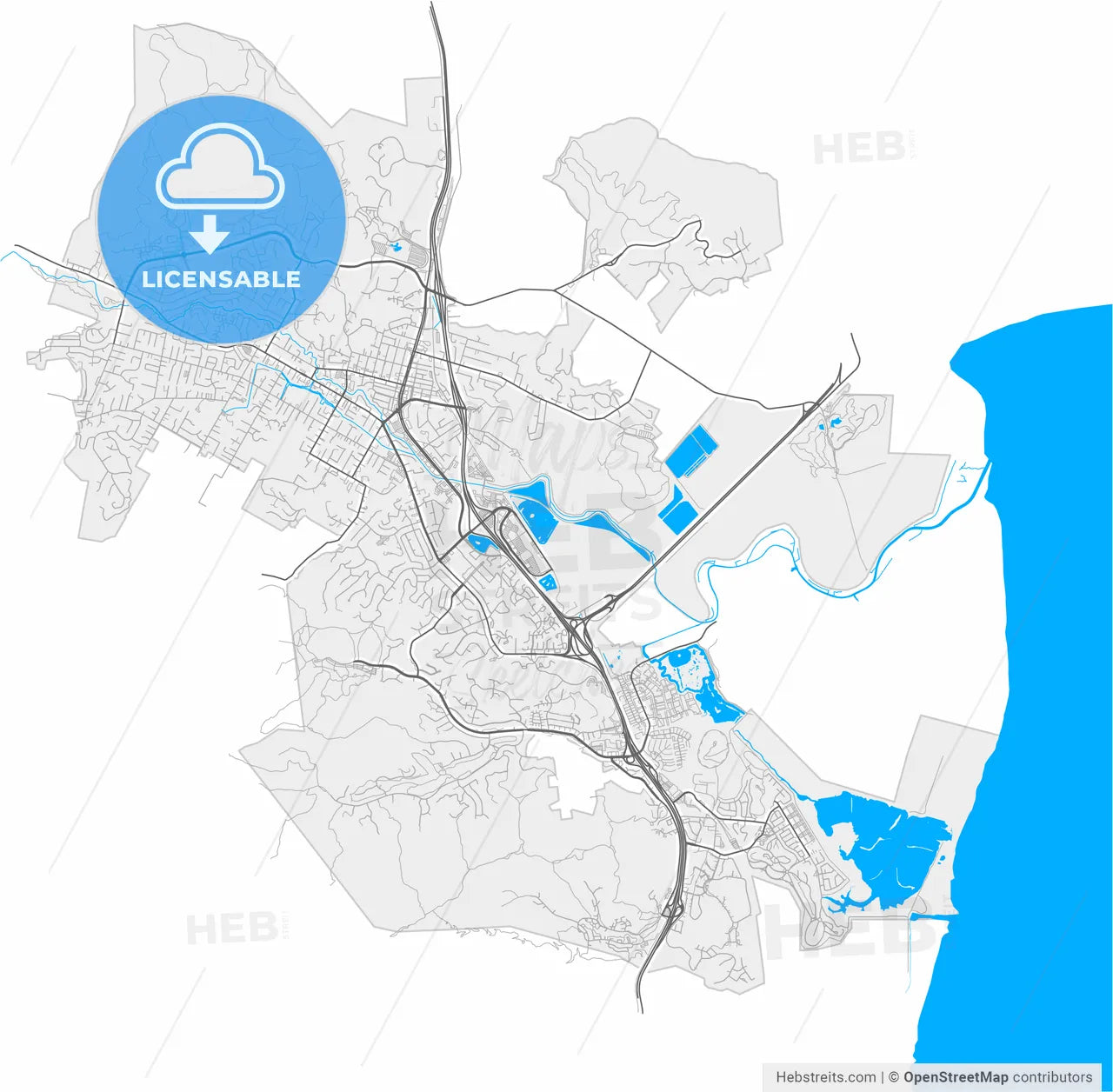 Novato, California, United States, High Resolution Vector Map - Instant ...