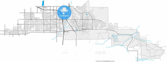 Highland, California, United States, high resolution vector map - Instant download PDF and JPG