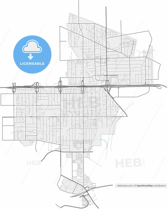 Rosemead, California, United States, high resolution vector map - Instant download PDF and JPG
