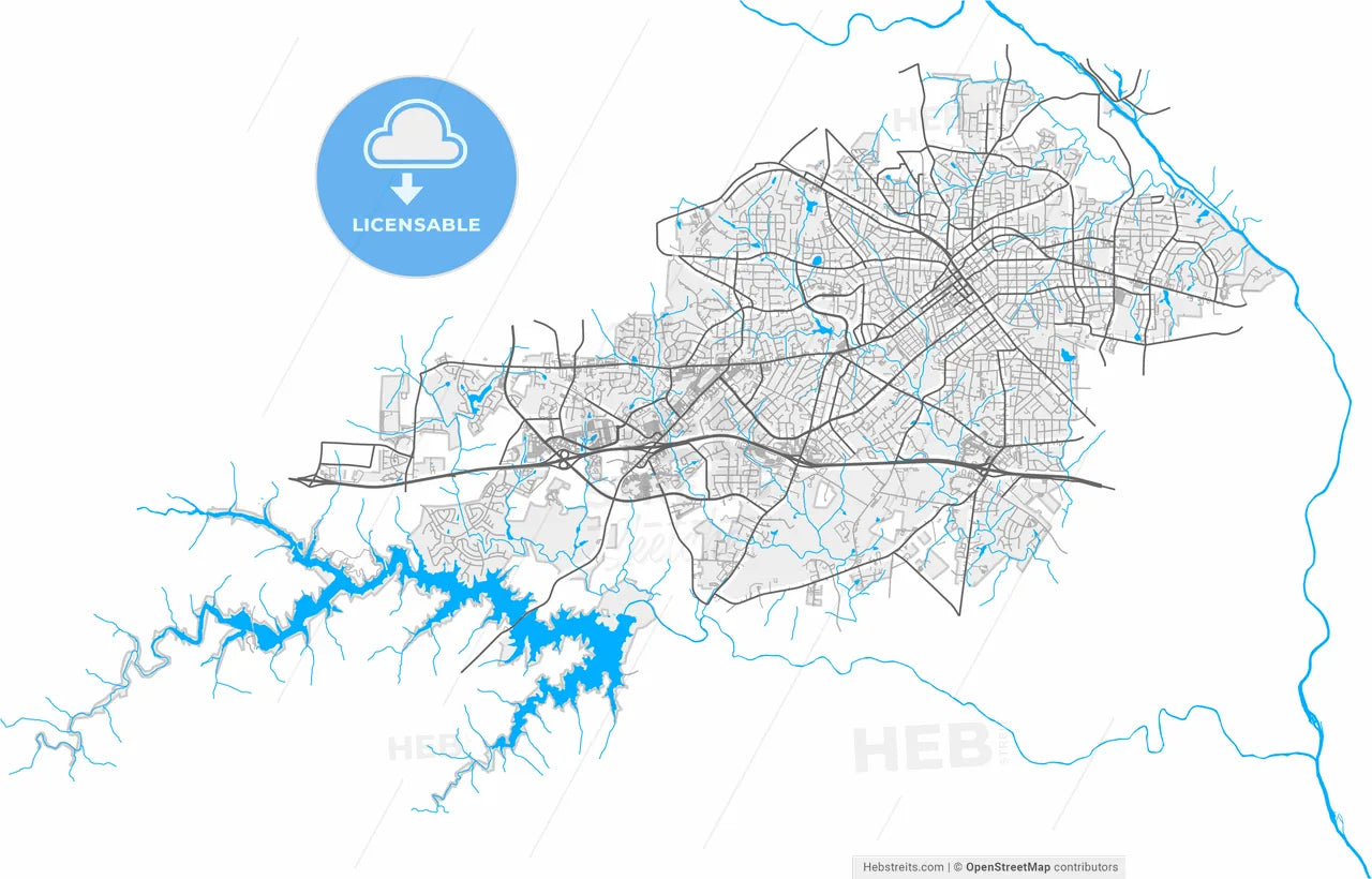 Burlington, North Carolina, United States, high resolution vector map - Instant download PDF and JPG