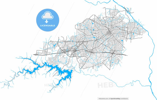 Burlington, North Carolina, United States, high resolution vector map - Instant download PDF and JPG