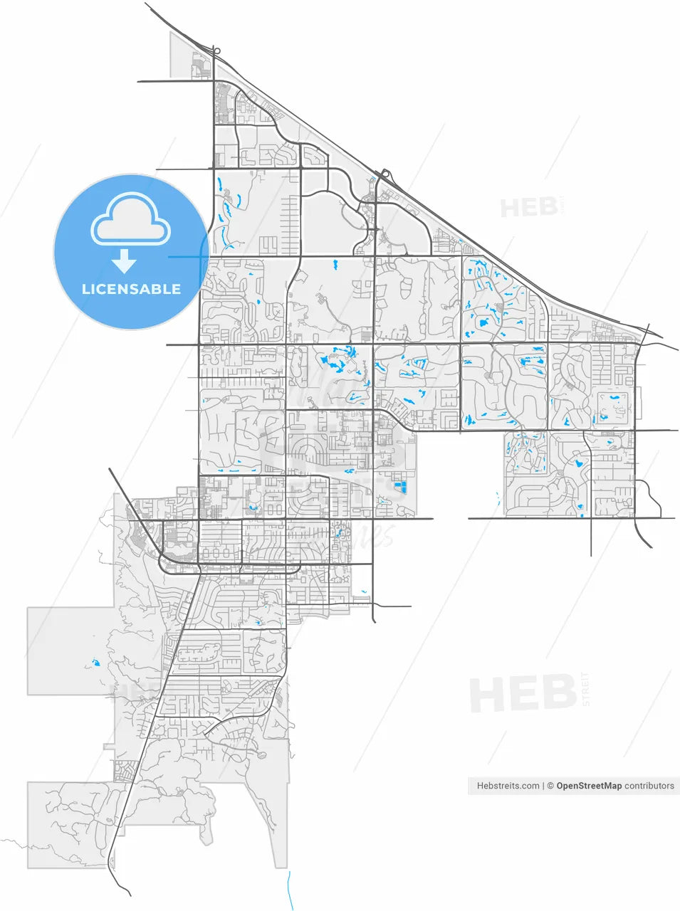 Palm Desert, California, United States, high resolution vector map - Instant download PDF and JPG