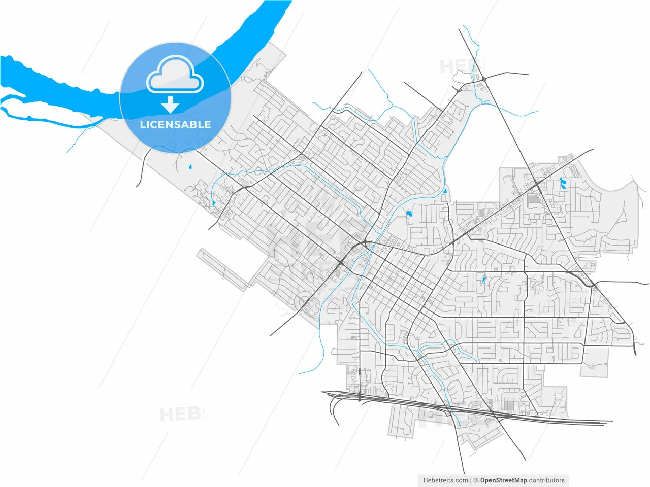 Florissant, Missouri, United States, high resolution vector map - Instant download PDF and JPG