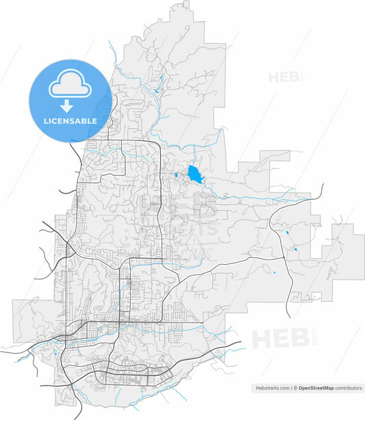 Poway, California, United States, high resolution vector map - Instant download PDF and JPG