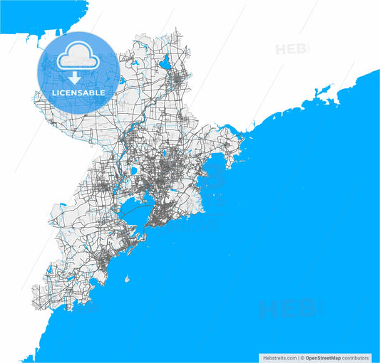 Qingdao, Shandong, China, high resolution vector map - Instant download PDF and JPG