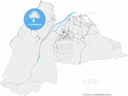 Ürumqi, Xinjiang, China, high resolution vector map - Instant download PDF and JPG