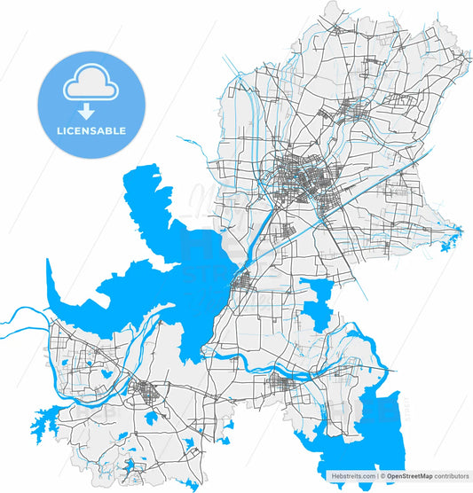 Huai an, Jiangsu, China, high resolution vector map - Instant download PDF and JPG