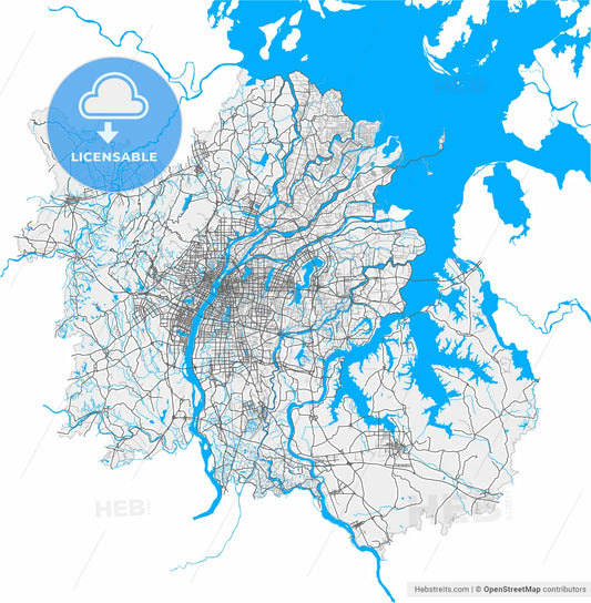 Nanchang, Jiangxi, China, high resolution vector map - Instant download PDF and JPG