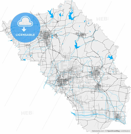 Zaozhuang, Shandong, China, high resolution vector map - Instant download PDF and JPG