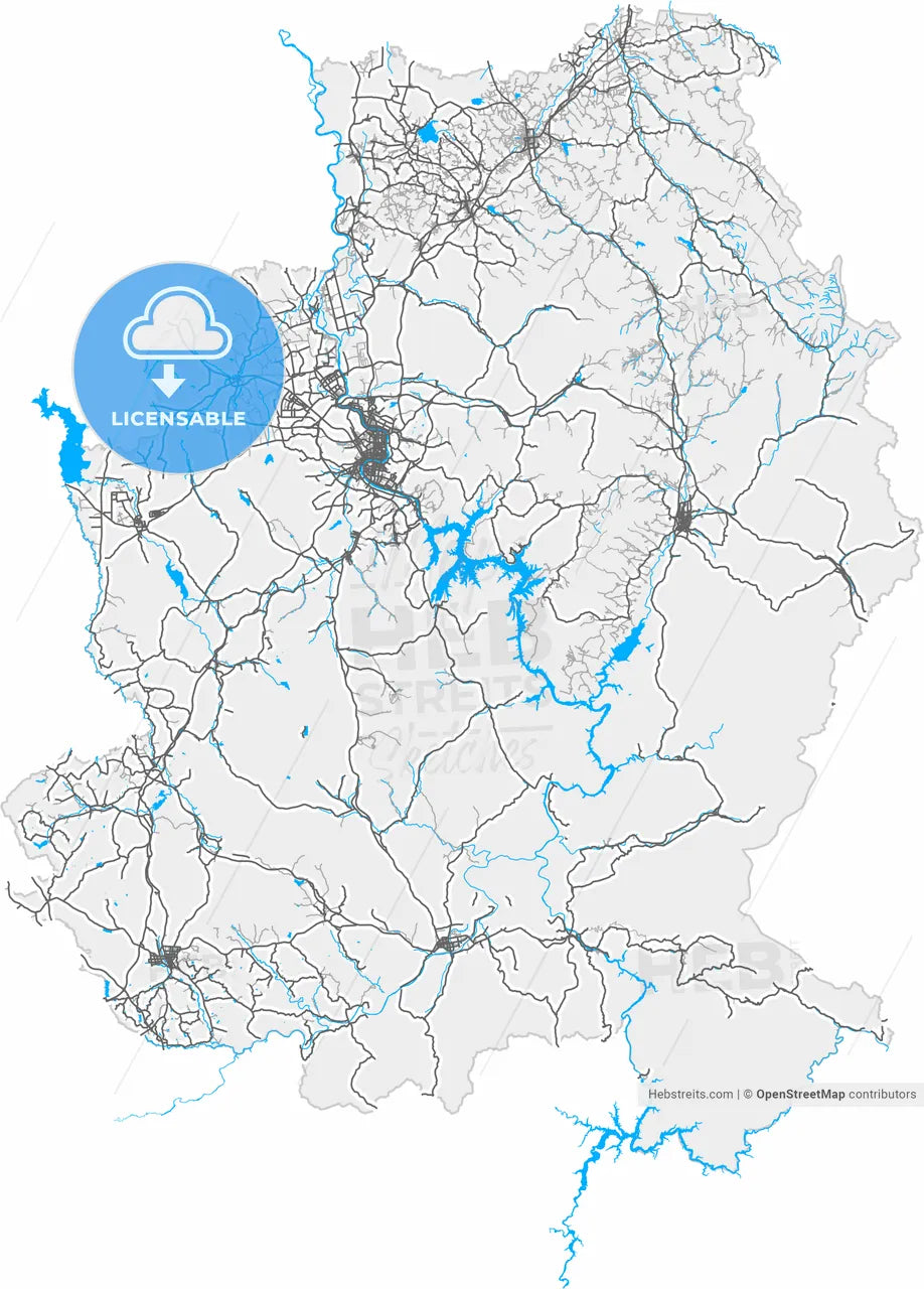 Jilin City, Jilin, China, high resolution vector map - Instant download PDF and JPG